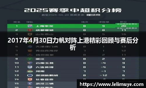 2017年4月30日力帆对阵上港精彩回顾与赛后分析